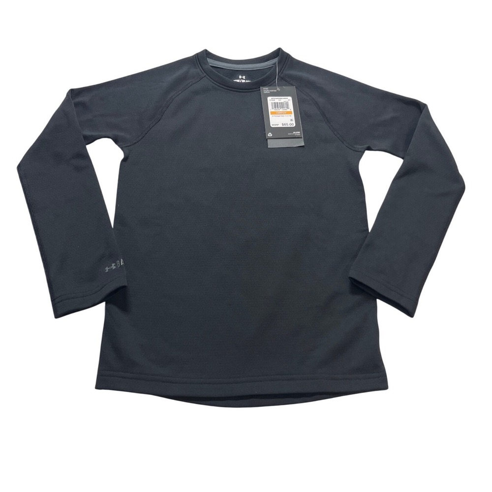 Under Armour Boys Base 4.0 Crew Neck Thermal Base Layer Black 1373299 YSM NEW